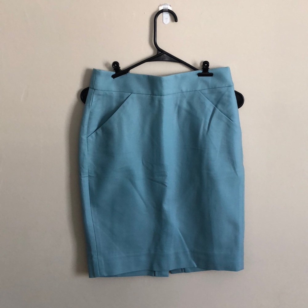 Lightly worn, size 0, light blue pencil skirt by JCrew